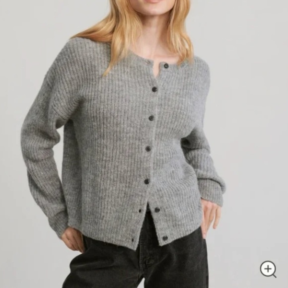 Jenni Kayne Hayes Crewneck Sweater Cardigan Grey Alpaca Wool Size Small S - Picture 1 of 13